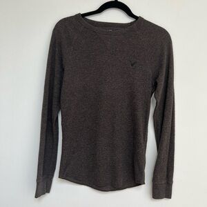 American Eagle XS Dark Grey Heritage Classic Fit Thermal Long Sleeve Knit Shirt